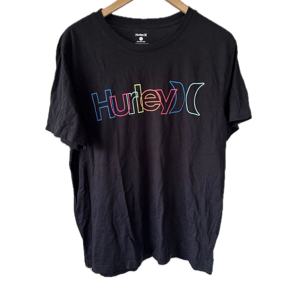 NWOT Hurley Men's 100% Cotton Florescent Outline Lettering Logo T-Shirt L
